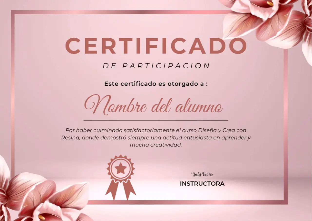 Certificado de Finalización del Curso de Resina